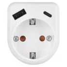 Aljzat elágazó 1×, 1×USB-A+1×USB-C, fehér