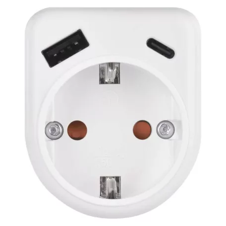 Aljzat elágazó 1×, 1×USB-A+1×USB-C, fehér