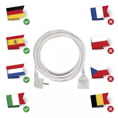Hosszabbító 5 m / 1 aljzat / fehér / PVC / 1,5 mm2