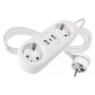 Hosszabbító 1,4 m / 2 aljzat+2×USB-A+1×USB-C / fehér / PVC / 1,5 mm2