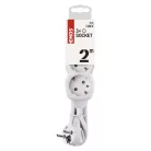 Hosszabbító 2 m / 3 aljzat / fehér / PVC / 1 mm2