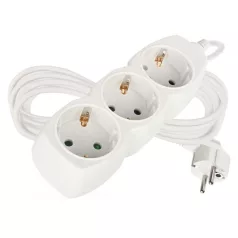Hosszabbító 5 m / 3 aljzat / fehér / PVC / 1,5 mm2