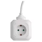 Hosszabbító - kocka 1,9 m / 4 aljzat / fehér / PVC / USB / 1,5 mm2