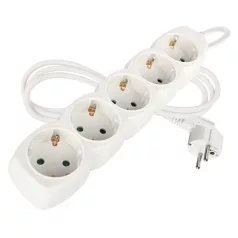 Hosszabbító 1,5 m / 5 aljzat / fehér / PVC / 1 mm2