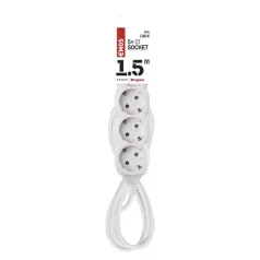 Hosszabbító 1,5 m / 5 aljzat / fehér / PVC / 1 mm2