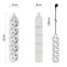Hosszabbító 2 m  /  5 aljzat  /  fehér  /  PVC  /  1 mm2