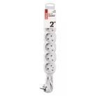 Hosszabbító 2 m / 6 aljzat / fehér / PVC / 1 mm2