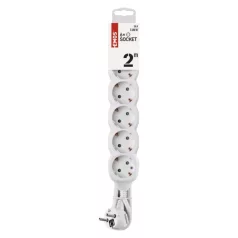 Hosszabbító 2 m / 6 aljzat / fehér / PVC / 1 mm2