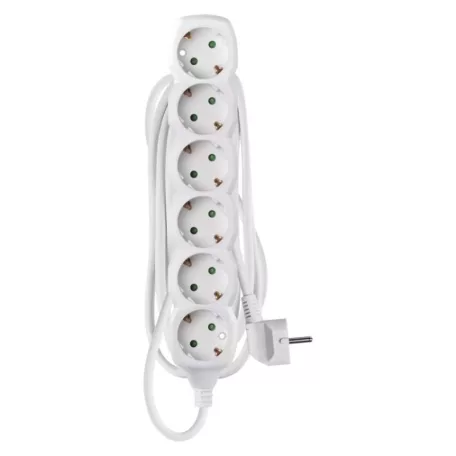 Hosszabbító 3 m / 6 aljzat / fehér / PVC / 1,5 mm2
