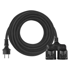   Hosszabbító 20 m / 2 aljzat / fekete / gumi / 250 V / 1,5 mm2
