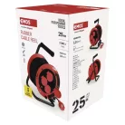 Kültéri kábeldob 25 m / 4 aljzat / fekete / gumi / 230V/400V / 1,0 mm2