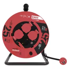   Kültéri kábeldob 25 m / 4 aljzat / fekete / gumi / 230 V / 1,5 mm2