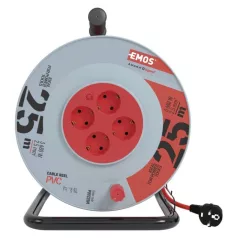 Kábeldob 25 m / 4 aljzat / fekete / PVC / 230 V / 2,5 mm2