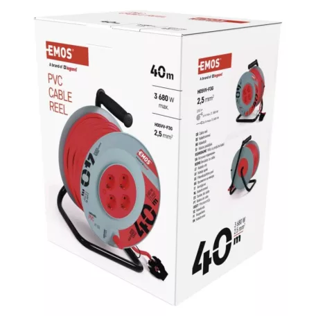 Kábeldob 40 m / 4 aljzat / fekete / PVC / 230 V / 2,5 mm2