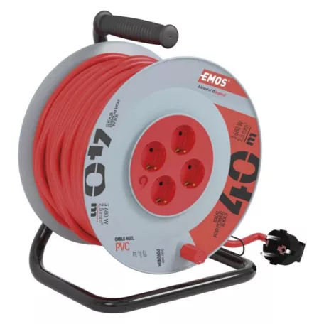 Kábeldob 40 m / 4 aljzat / fekete / PVC / 230 V / 2,5 mm2