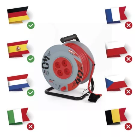 Kábeldob 40 m / 4 aljzat / narancssárga / PVC / 230 V / 1,5 mm2