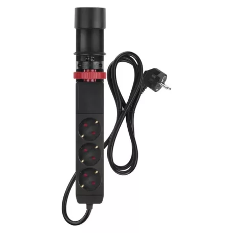 Hosszabbító kábel 1,5 m/3 aljzat/kapcsoló/asztalra szerelhető/USB/fekete/PVC/1,5 mm2