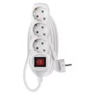 Hosszabbító 2 m / 3 aljzat / kapcsolós / fehér / PVC / 1 mm2