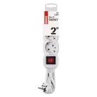 Hosszabbító 2 m / 3 aljzat / kapcsolós / fehér / PVC / 1 mm2