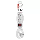 Hosszabbító 1,4 m  /  4 aljzat  /  fehér  /  PVC  /  1 mm2