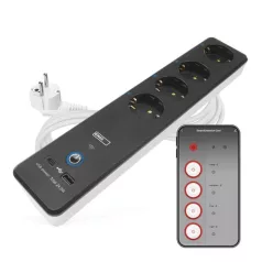   GoSmart hosszabbító 2 m / 4 aljzat / kapcsolós / USB / fehér-fekete / PVC / 1,5 mm2