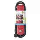 Hosszabbító 3 m / 4 aljzat / kapcsolós / fekete-piros / gumi-neoprén / 1,5 mm2