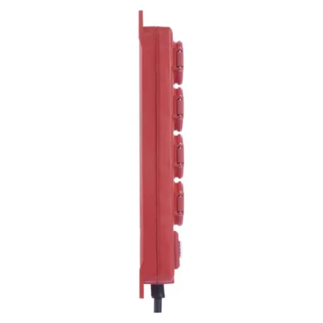Hosszabbító 5 m / 4 aljzat / kapcsolós / fekete-piros / gumi-neoprén / 1,5 mm2