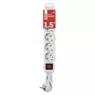 Hosszabbító 1,5 m / 5 aljzat / kapcsolós / fehér / PVC / 1,5 mm2