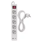 Hosszabbító 3 m / 5 aljzat / kapcsolós / fehér / 1× USB-A + 1× USB-C  / 1,5 mm2