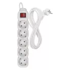 Hosszabbító 3 m / 5 aljzat / kapcsolós / fehér / PVC / 1,5 mm2