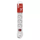 Hosszabbító 3 m / 5 aljzat / kapcsolós / fehér / PVC / 1,5 mm2