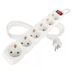   Hosszabbító 1,4 m  /  6 aljzat  /  fehér  /  PVC  /  1 mm2