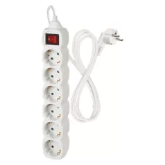   Hosszabbító 1,4 m  /  6 aljzat  /  fehér  /  PVC  /  1 mm2