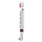Hosszabbító 2 m / 6 aljzat / kapcsolós / fehér / PVC / 1 mm2