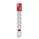 Hosszabbító 5 m / 6 aljzat / kapcsolós / fehér / PVC / 1,5 mm2