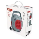 Kábeldob 10 m / 4 aljzat / fekete / PVC / 230 V / 1 mm2