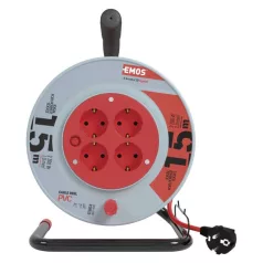 Kábeldob 15 m / 4 aljzat / fekete / PVC / 230 V / 1 mm2