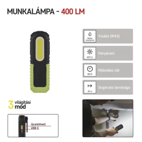 EMOS Akkumulátoros COB LED lámpa 400lm
