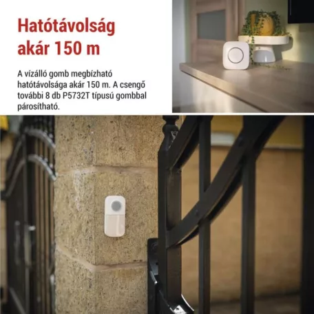 Vezeték nélküli csengő P5736, 3× AA