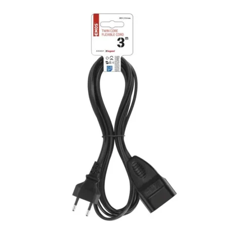 Hosszabbító 3 m / 1 aljzat / fekete / PVC / 0,75 mm2