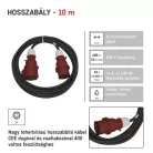 3 fázisú kültéri hosszabbító 10 m / 1 aljzat / fekete / gumi / 400 V / 2,5 mm2