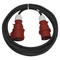  3 fázisú kültéri hosszabbító 20 m / 1 aljzat / fekete / gumi / 400 V / 2,5 mm2