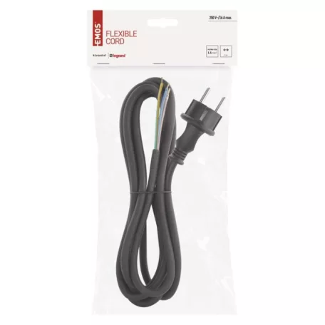 Flexo zsinór gumi/neoprén 3×1,5mm2, 3m, fekete