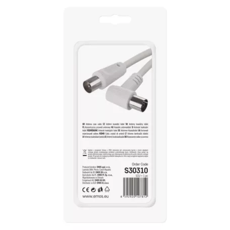 EMOS Antenna koax kábel 90° 3,5m