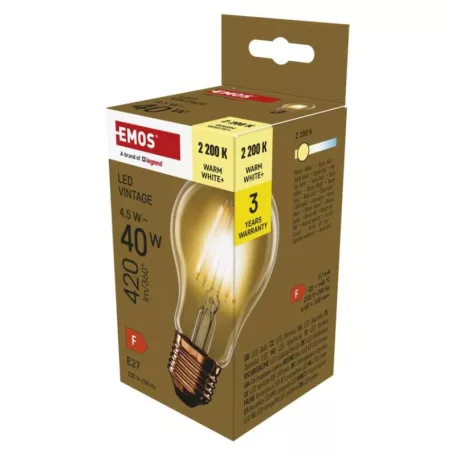 LED izzó Vintage A60 / E27 / 4,5 W (40 W) / 420 lm / Meleg fehér