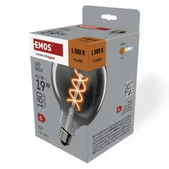   LED izzó DECO SMOKED G125 / E27 / 4,5 W (19 W) / 180 lm / flame