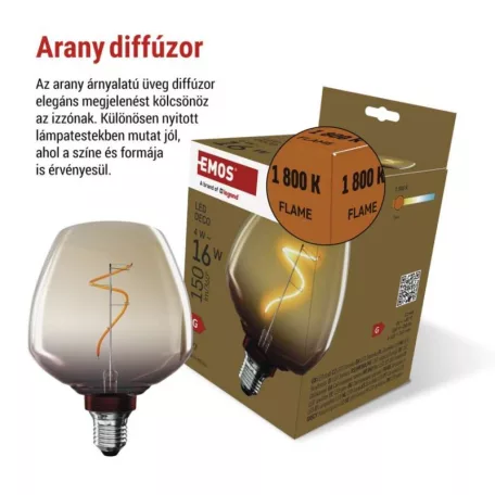 LED izzó DECO S123/ E27 / 4 W (16 W) / 150 lm / flame