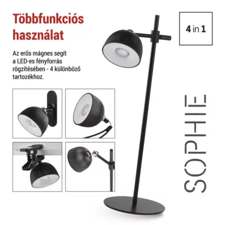 EMOS Sophie LED asztali lámpa, újratölthető, fekete