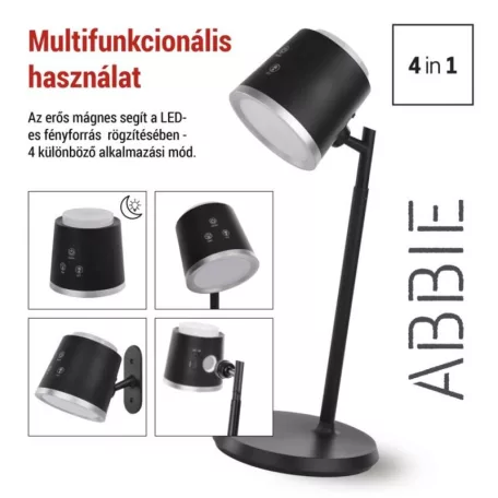 EMOS Abbie LED asztali lámpa, újratölthető, fekete