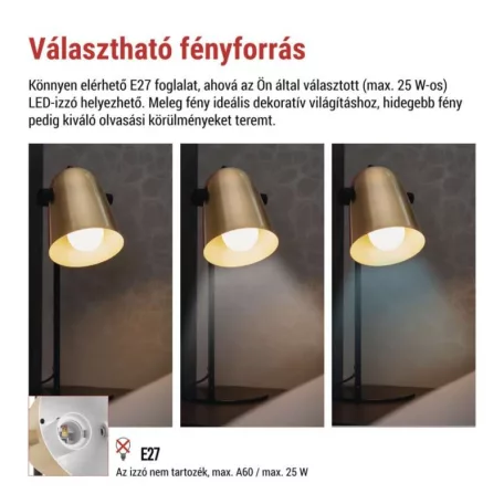 EMOS Nina asztali lámpa E27 IP20, arany